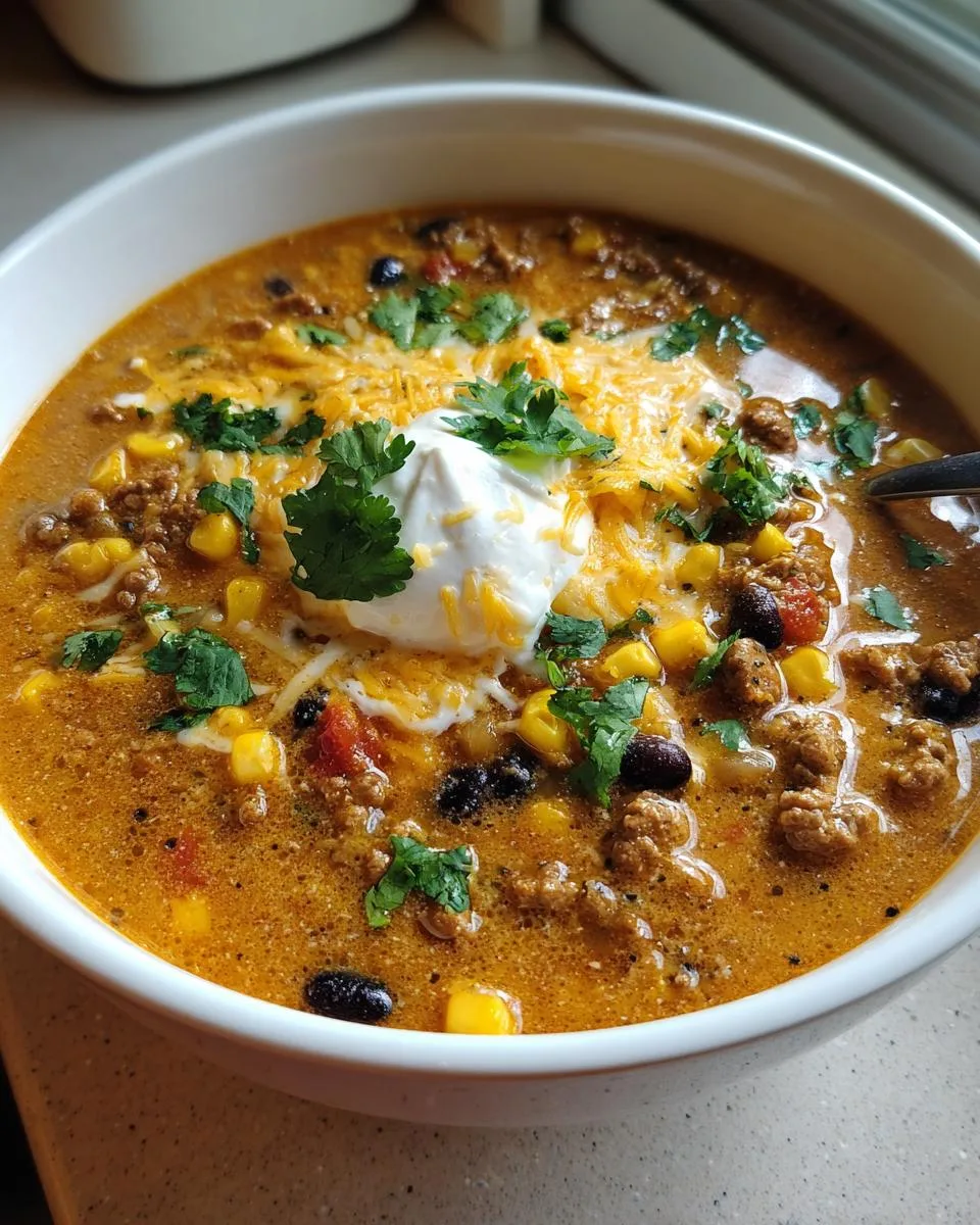 Cheesy Beef Taco Soup - detail 4