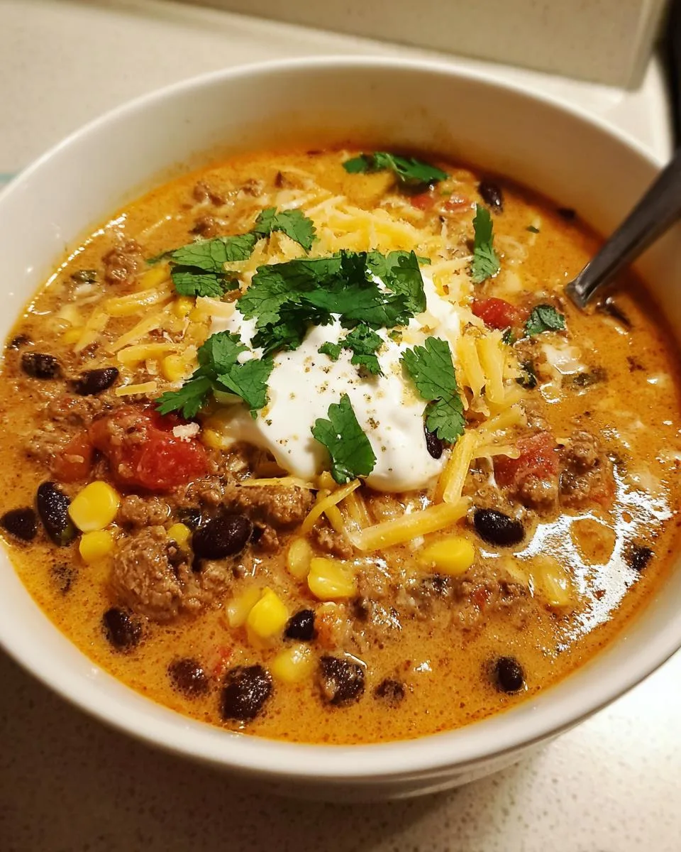 Cheesy Beef Taco Soup - detail 5