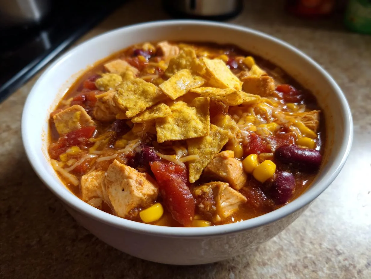 25-Minute Cheesy Chicken Tortilla Chili That’s Irresistible