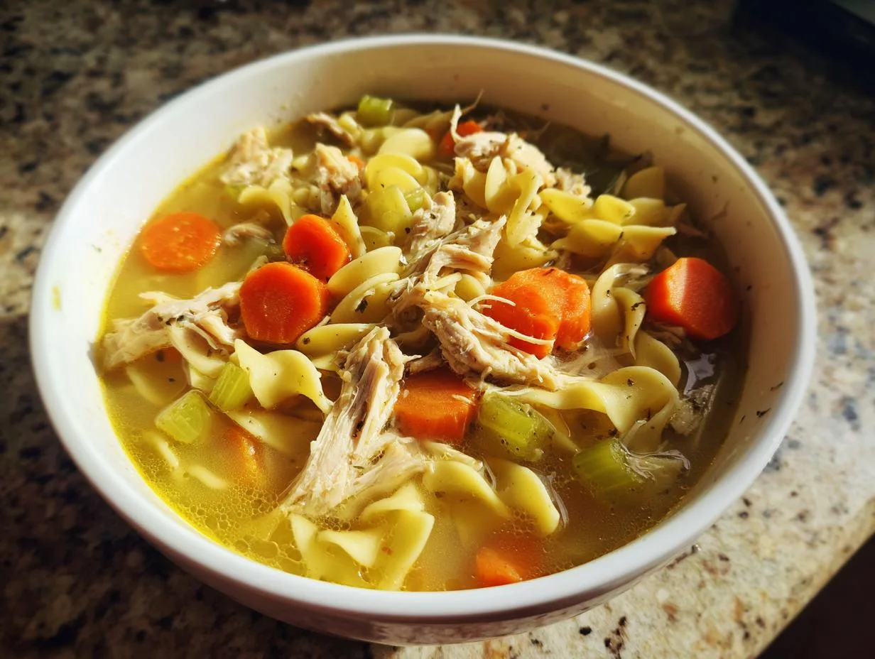 Hearty Dutch Oven Chicken Noodle Soup Recipe in 4 Simple Steps