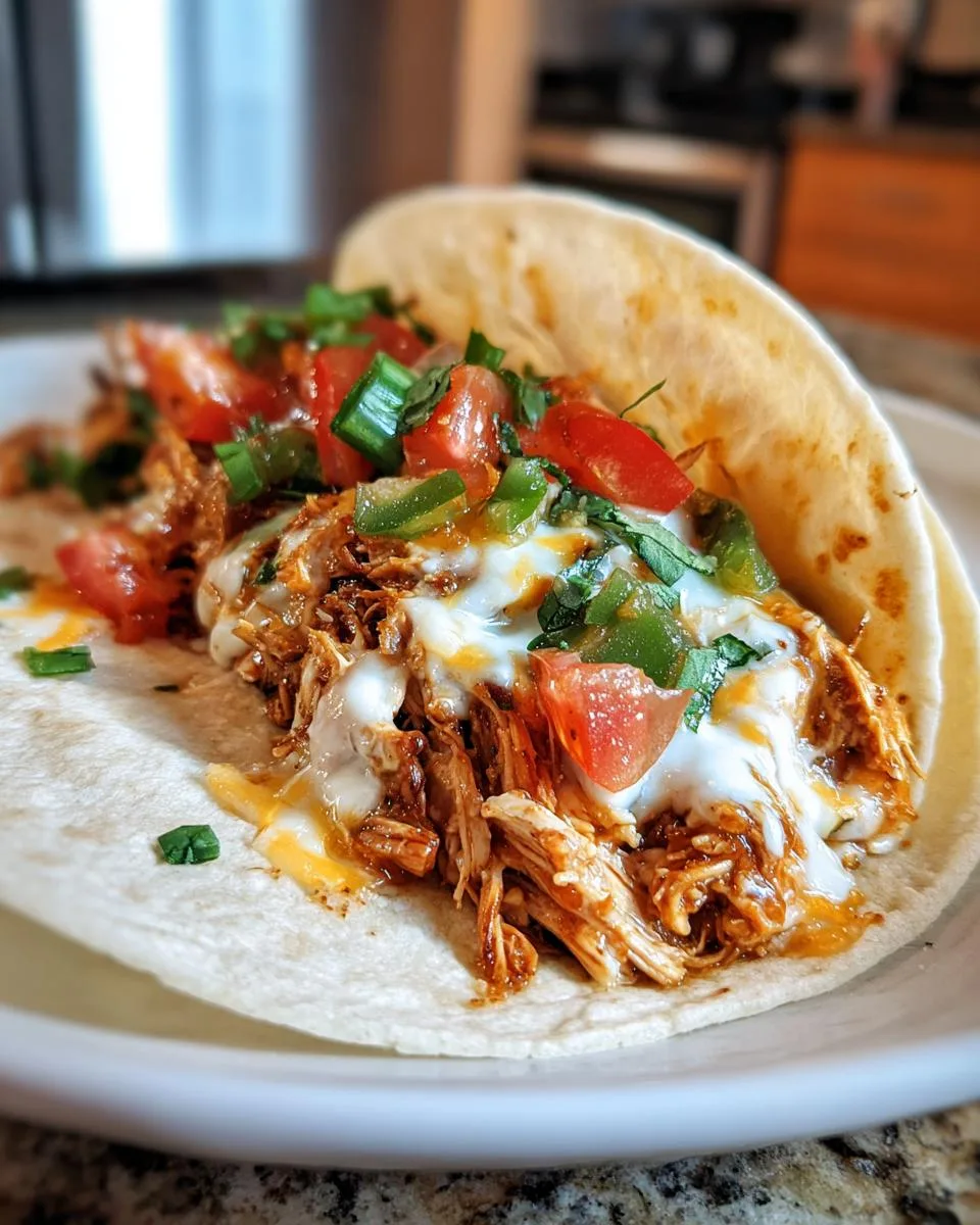 Slow Cooker Queso Chicken Tacos - detail 2