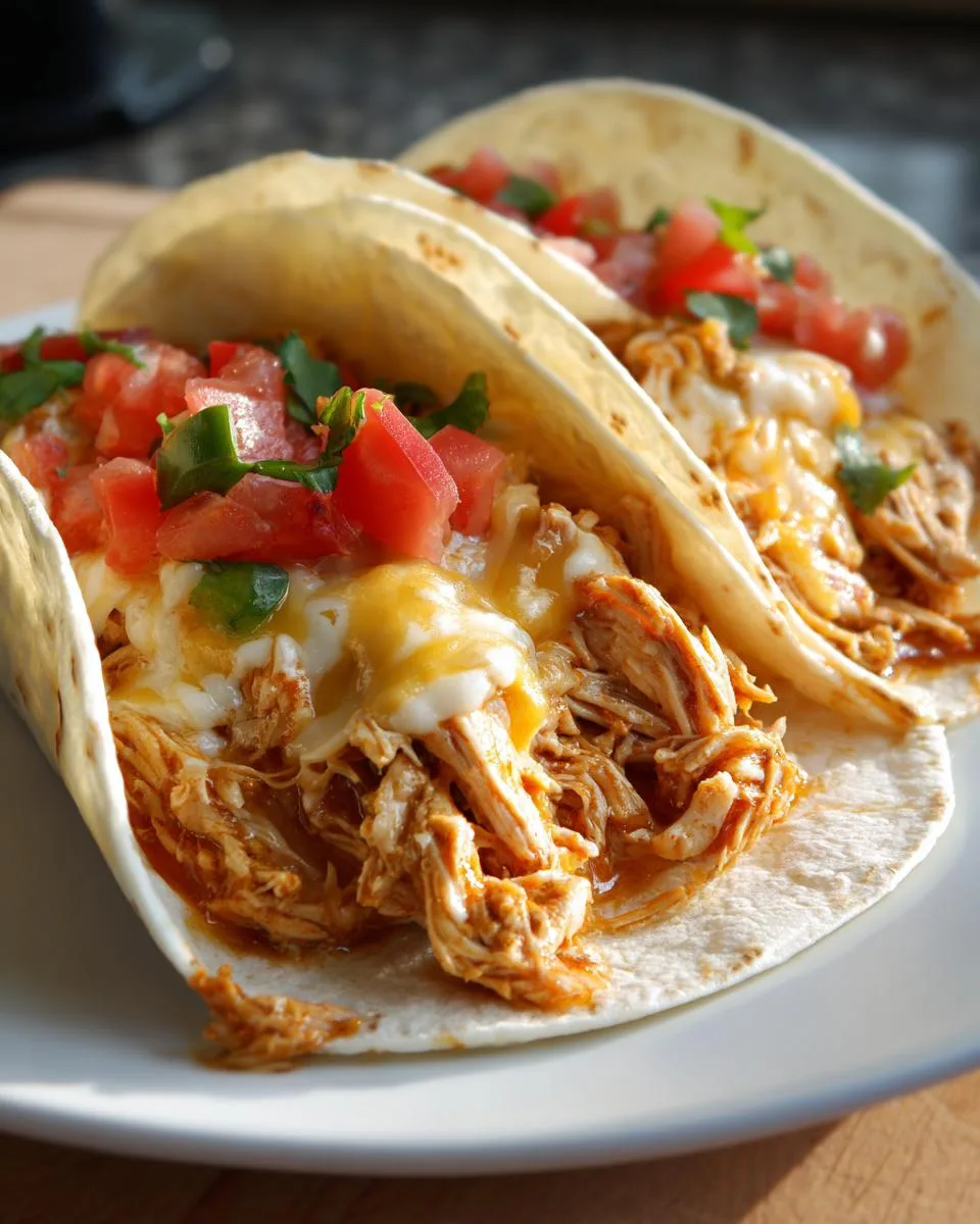 Slow Cooker Queso Chicken Tacos - detail 3