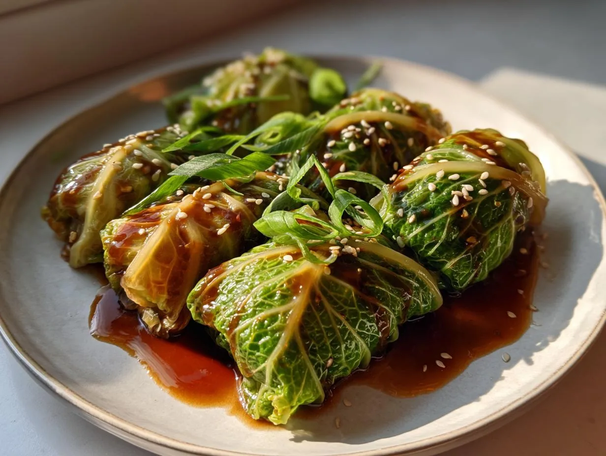 Savory Asian Cabbage Rolls with 3 Secret Sauces
