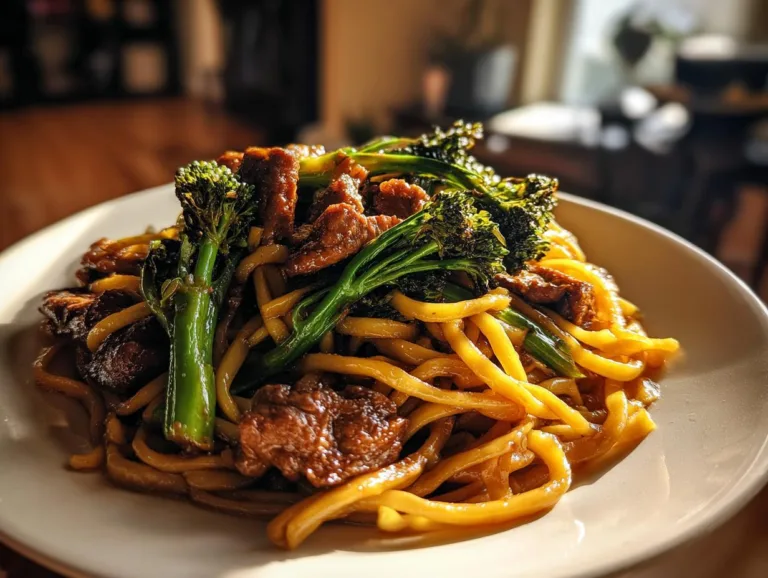 Chinese Crispy Beef Broccoli Noodles