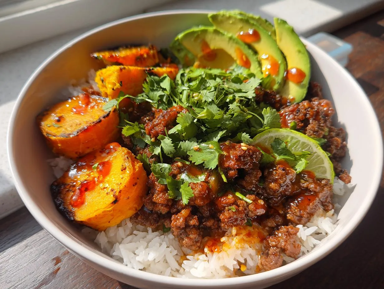 Scorching Ground Beef Hot Honey Bowl Serves 4 in Just 30 Minutes