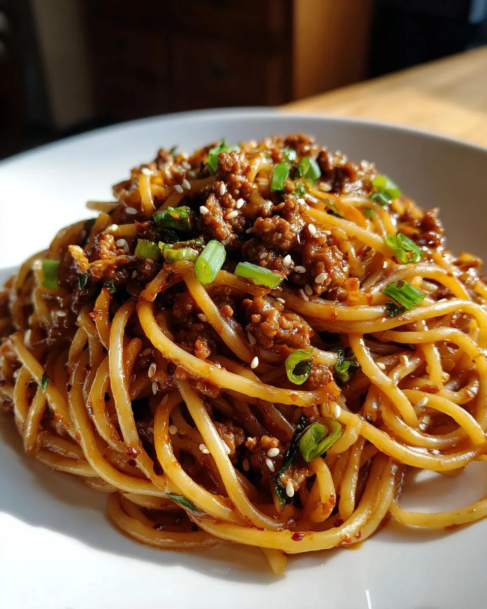 Asian Style Ground Beef Spaghetti - detail 3