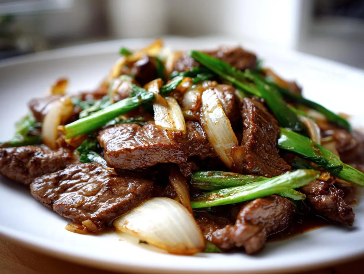 30-Minute Beef Onion Stir Fry with Tender Juicy Beef