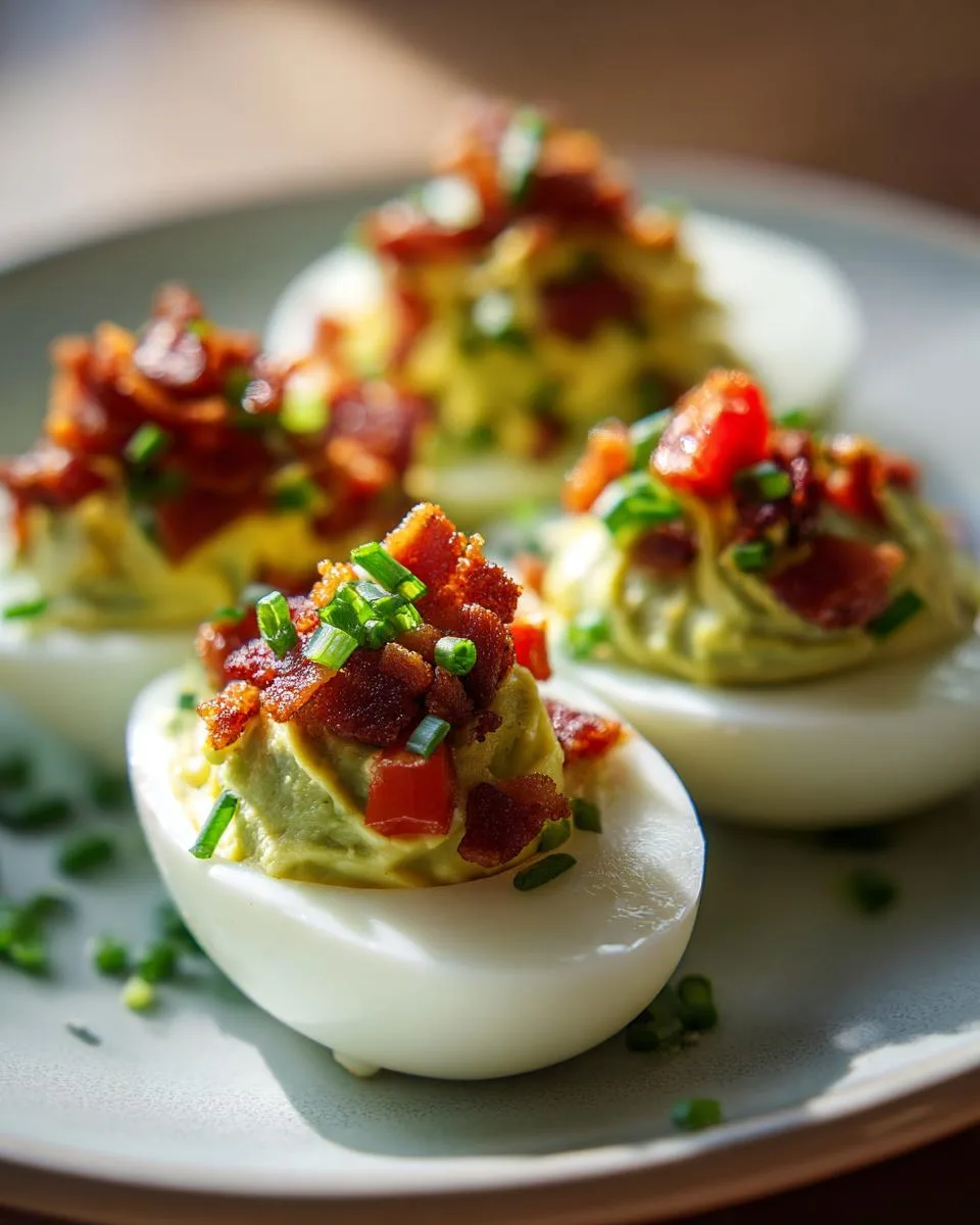 Deviled Eggs With Avocado And Chives - detail 3