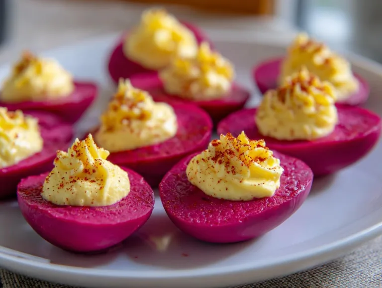 Deviled Eggs With Beet Juice
