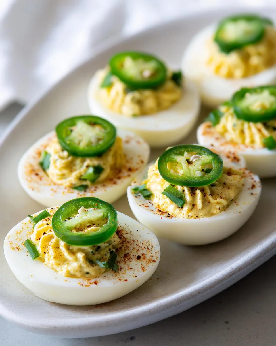 Deviled Eggs With Jalapeno Slices - detail 3