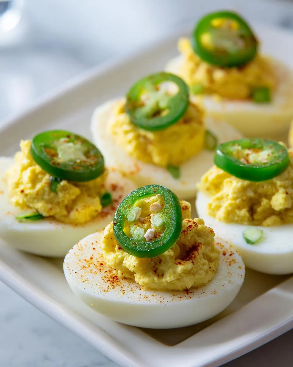 Deviled Eggs With Jalapeno Slices - detail 4