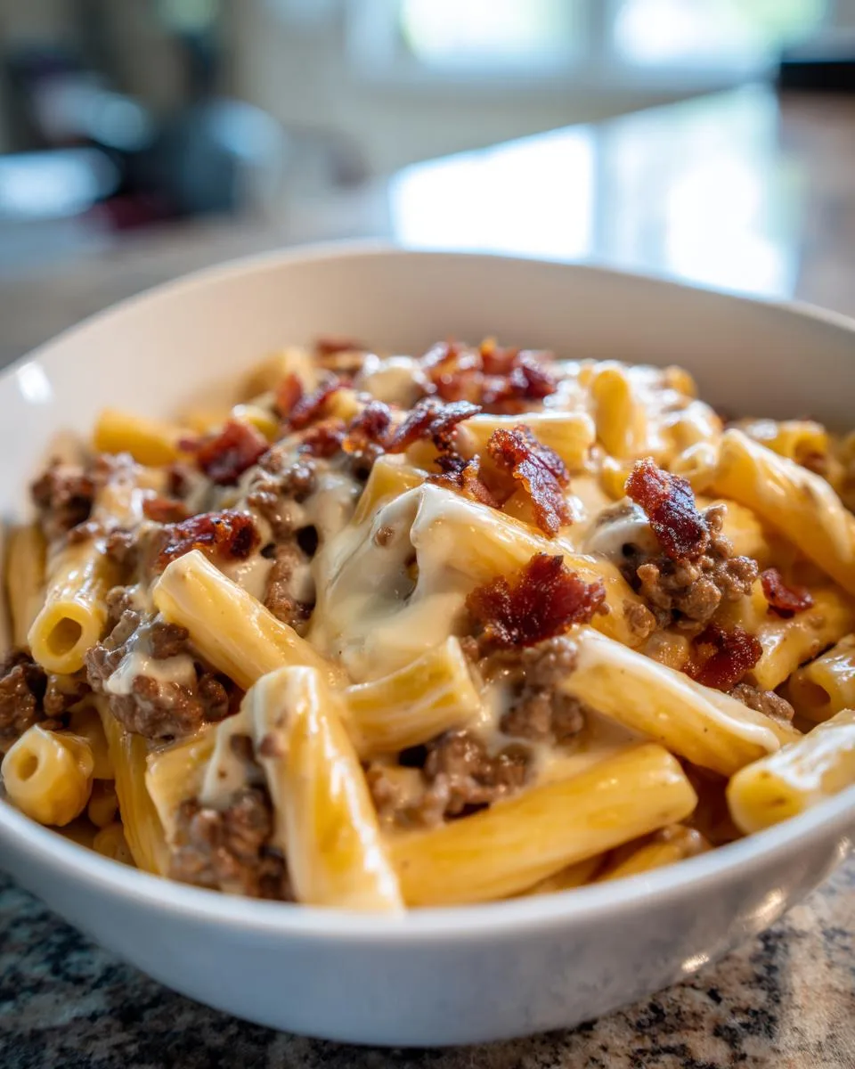 Loaded Cheeseburger Alfredo Pasta - detail 1