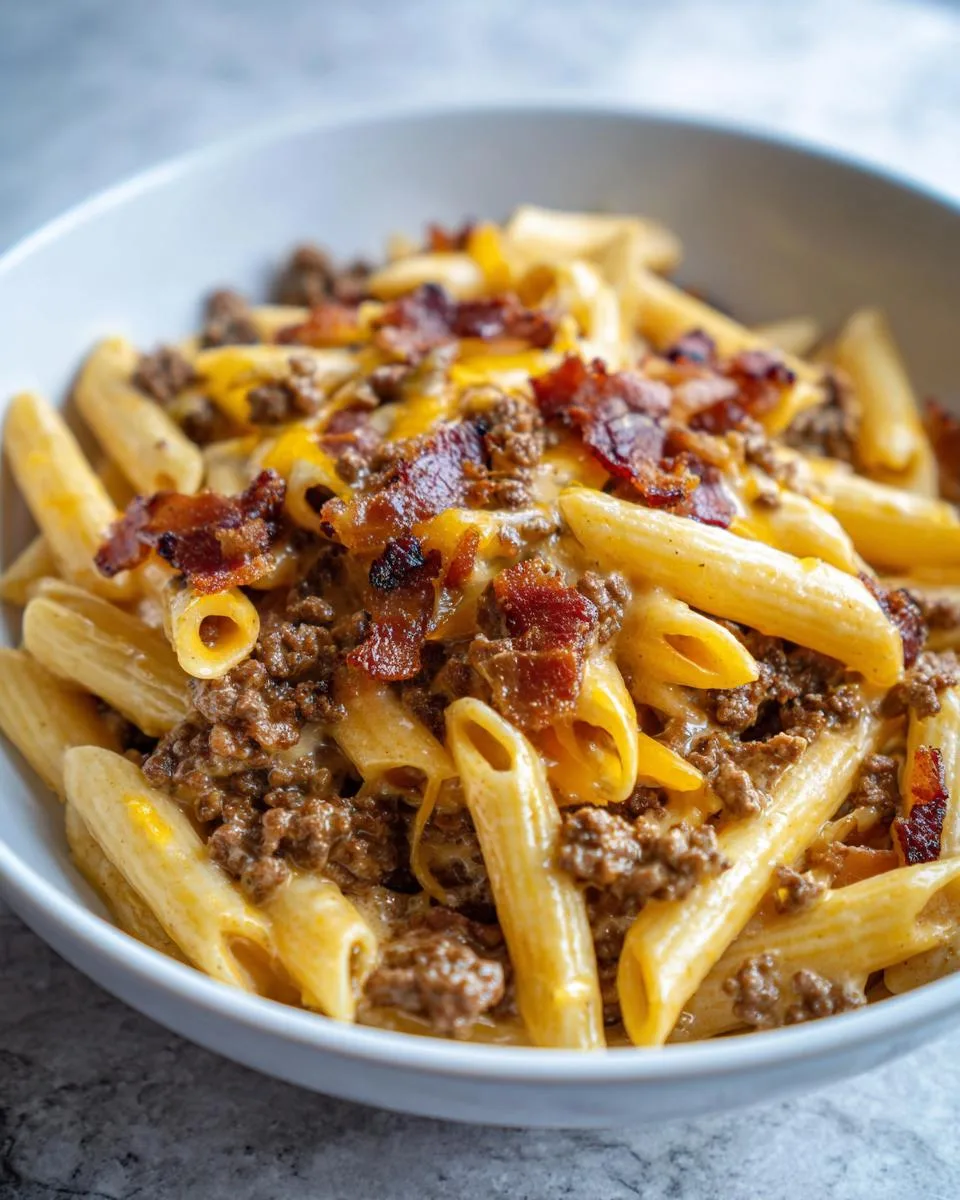 Loaded Cheeseburger Alfredo Pasta - detail 3