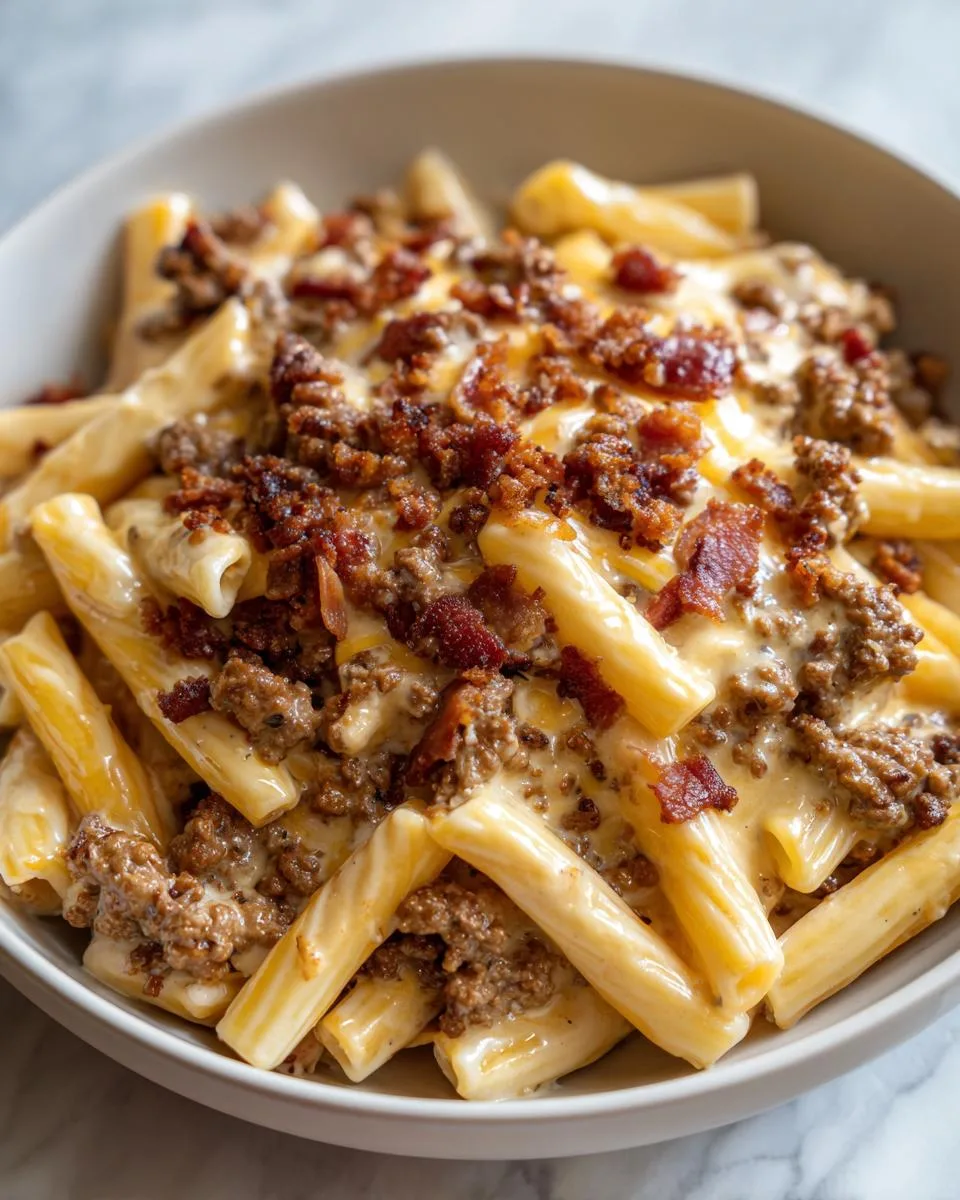 Loaded Cheeseburger Alfredo Pasta - detail 4