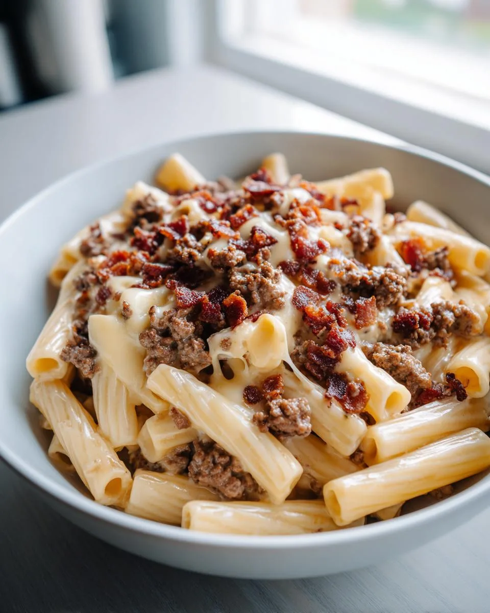 Loaded Cheeseburger Alfredo Pasta - detail 5