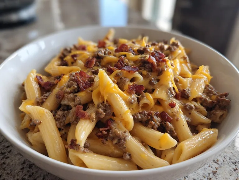 Loaded Cheeseburger Alfredo Pasta