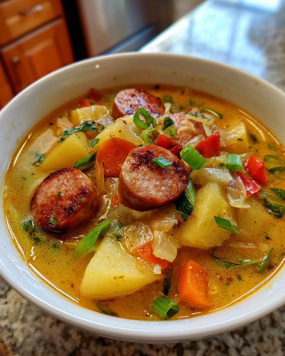 Potato Cabbage Sausage Soup - detail 1