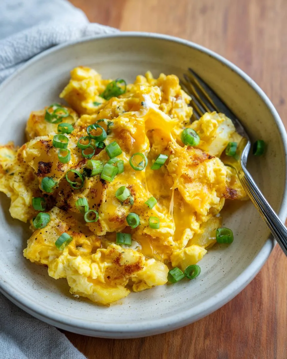 cheesy potato egg scramble - detail 3