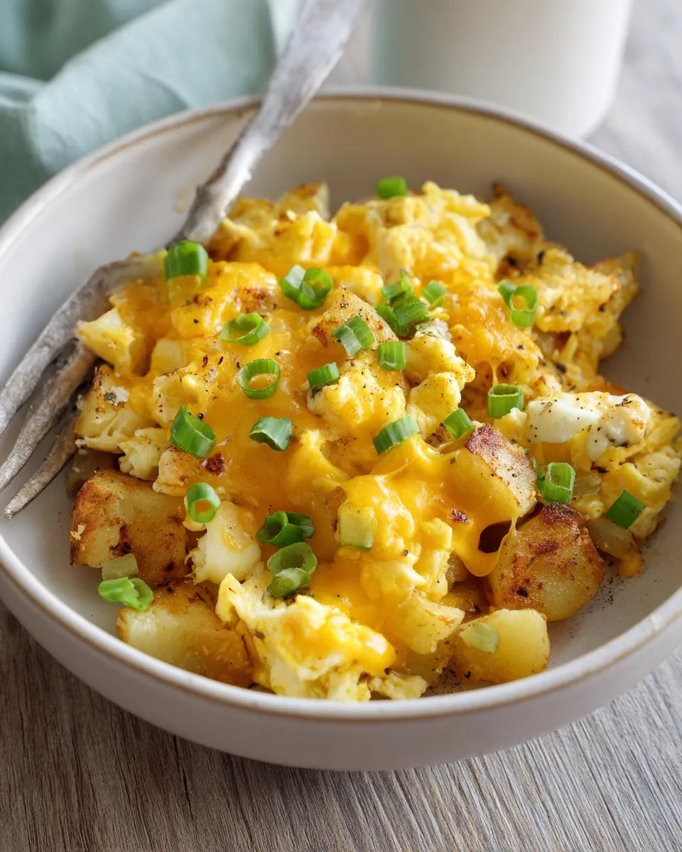 cheesy potato egg scramble - detail 5