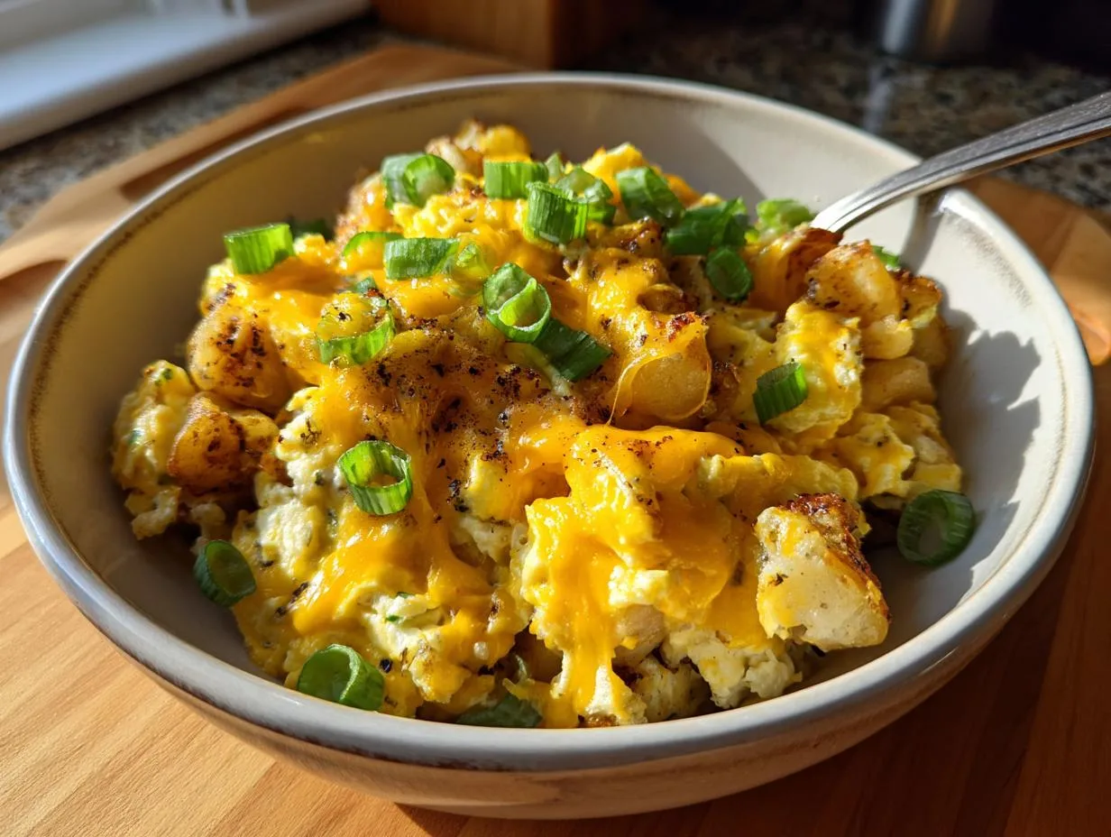 Irresistible Cheesy Potato Egg Scramble in 30 Minutes