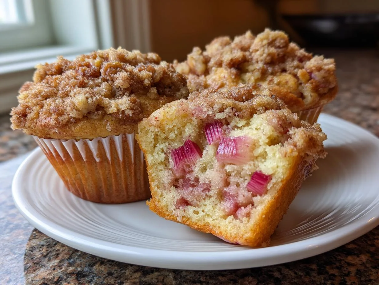 Irresistible Bakery Style Rhubarb Muffins Recipe in 25 Minutes
