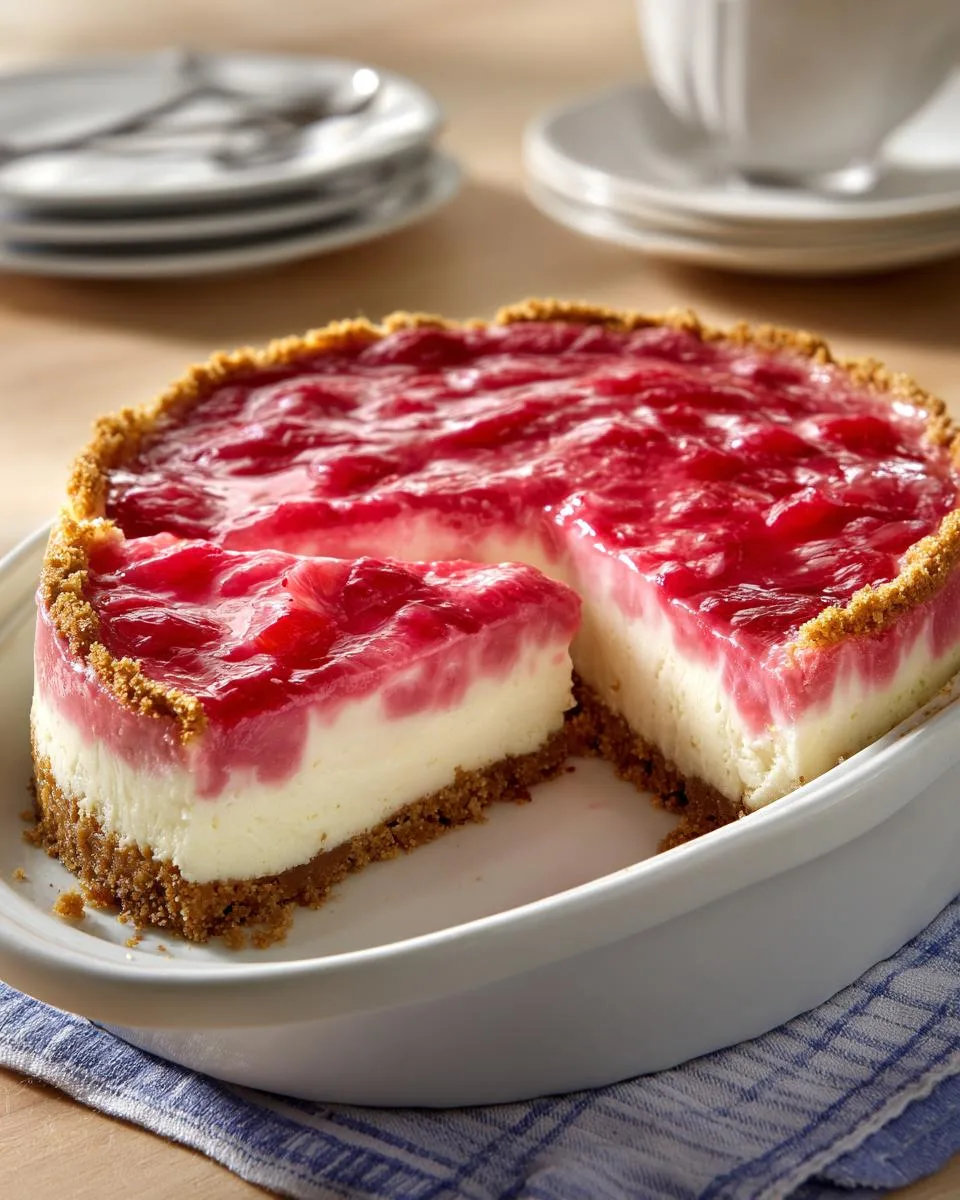 Creamy Rhubarb Cheesecake Dessert - detail 4