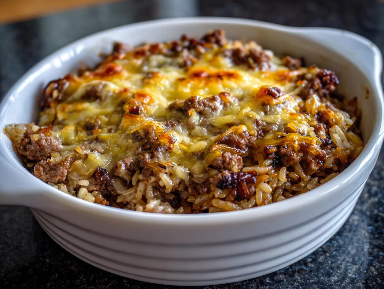 25-Minute French Onion Ground Beef Rice That Melts Hearts