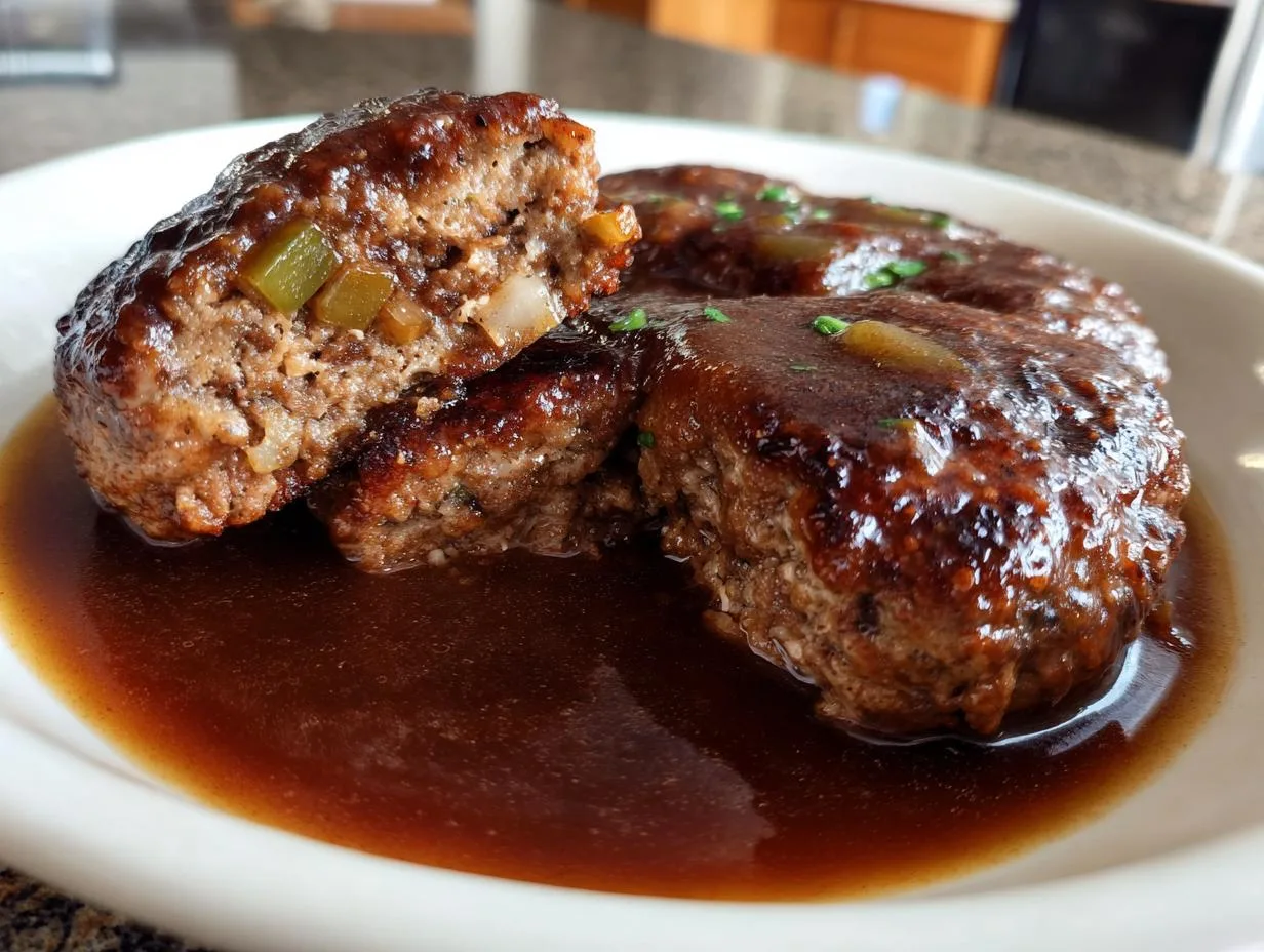 Juicy Hamburger Steaks Brown Gravy Recipe in 40 Minutes