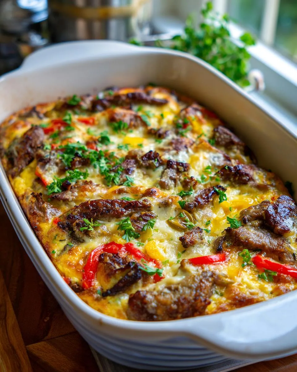 Philly Cheesesteak Breakfast Casserole - detail 4
