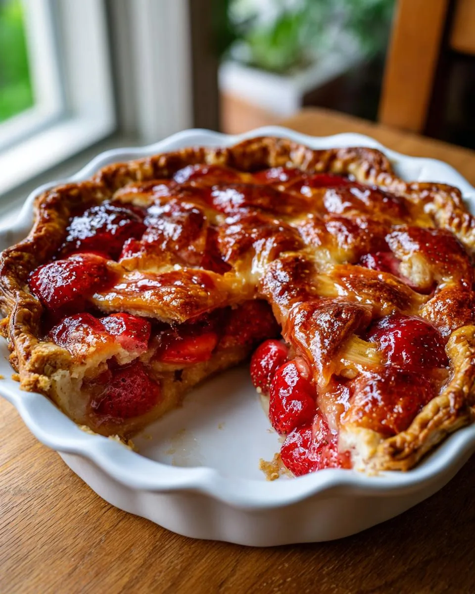 Strawberry Rhubarb Custard Pie Recipe - detail 3