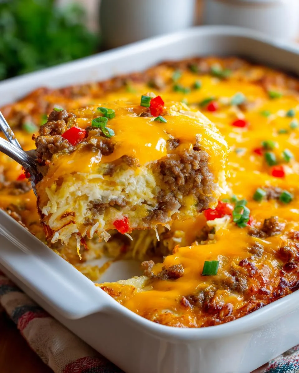 hashbrown filling breakfast casserole - detail 3