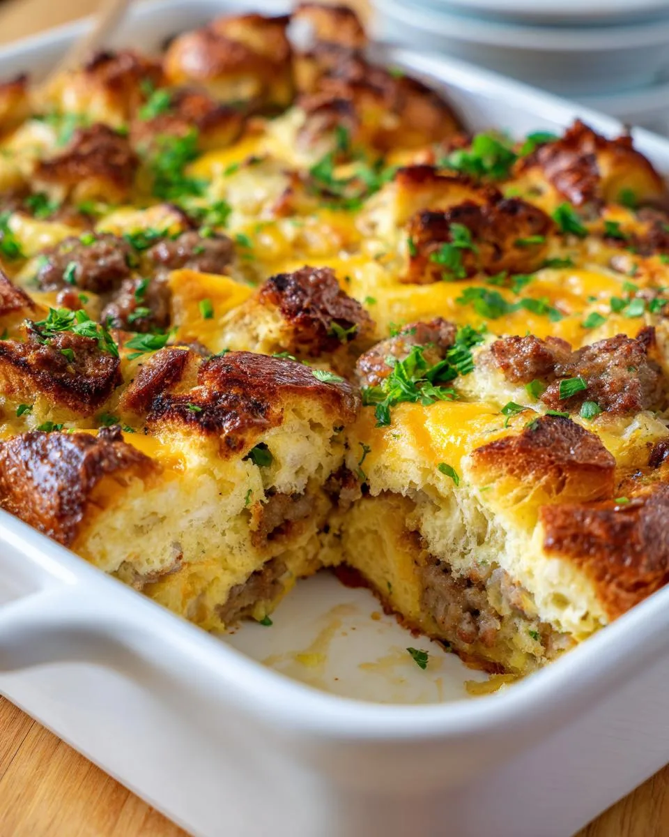 overnight croissant breakfast casserole - detail 1