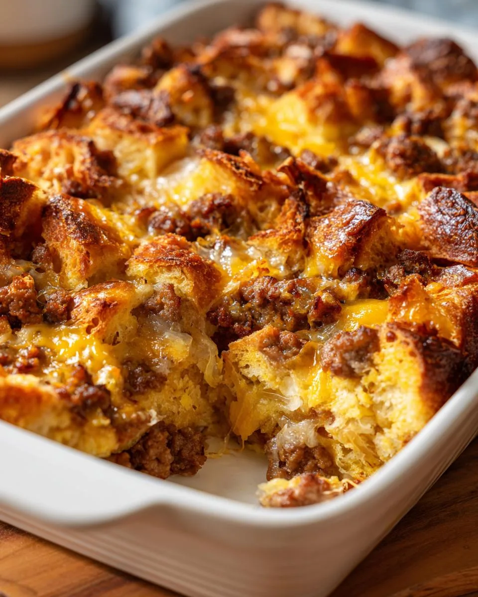 overnight croissant breakfast casserole - detail 4