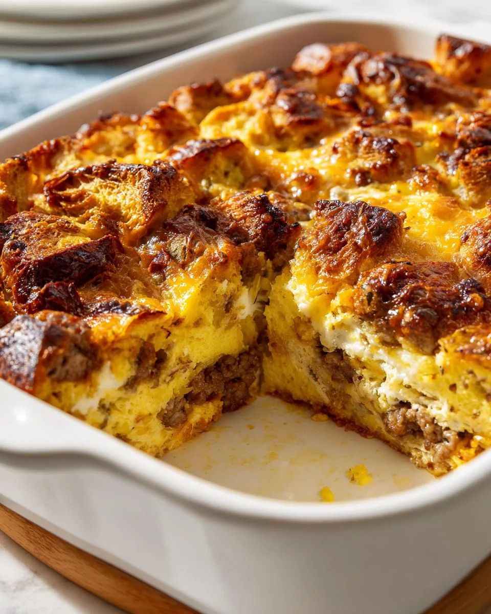 overnight croissant breakfast casserole - detail 2