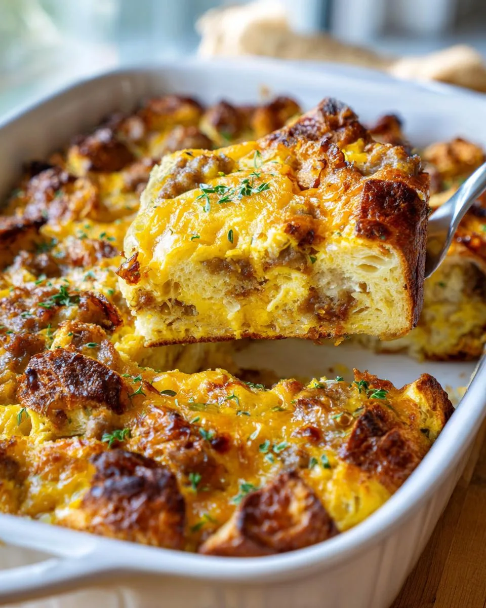 overnight croissant breakfast casserole - detail 3