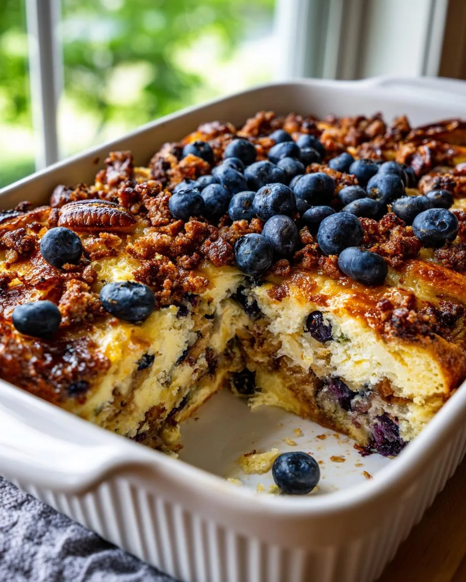 sausage blueberry pancake breakfast casserole - detail 3