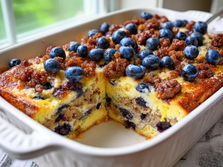 sausage blueberry pancake breakfast casserole