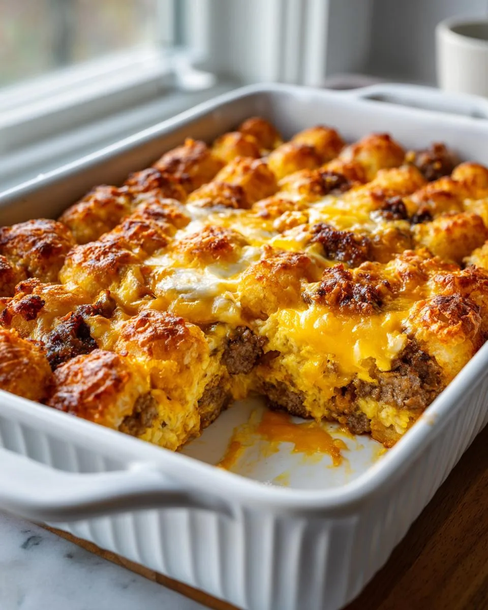 sausage tater tot casserole - detail 3
