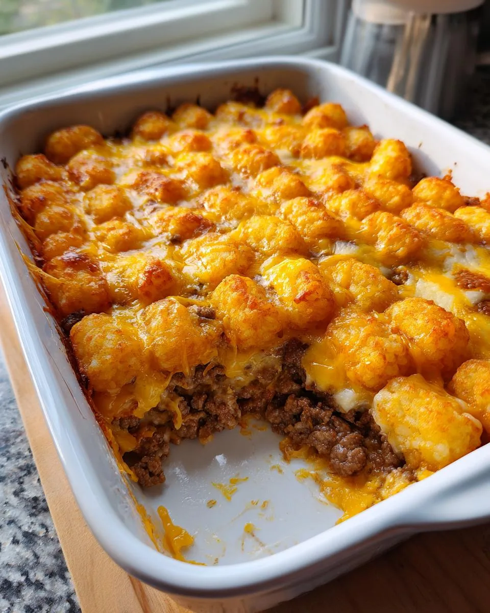 sausage tater tot casserole - detail 4
