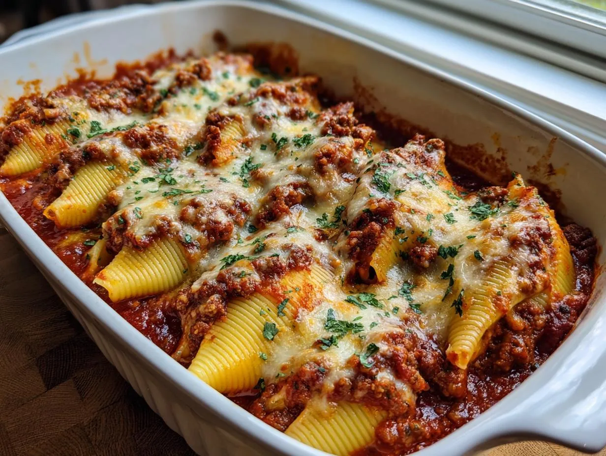Irresistible 18-Ingredient Beef Stuffed Shells Bake Recipe