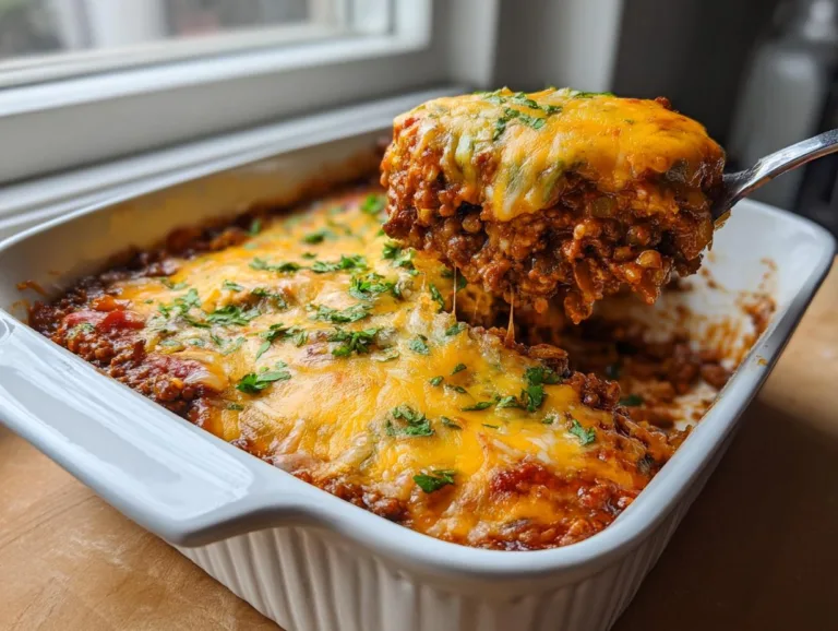 Cheesy Beef Enchilada Casserole