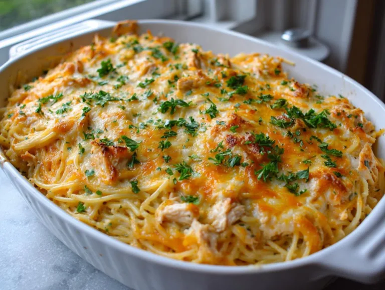 Cheesy Chicken Spaghetti Bake