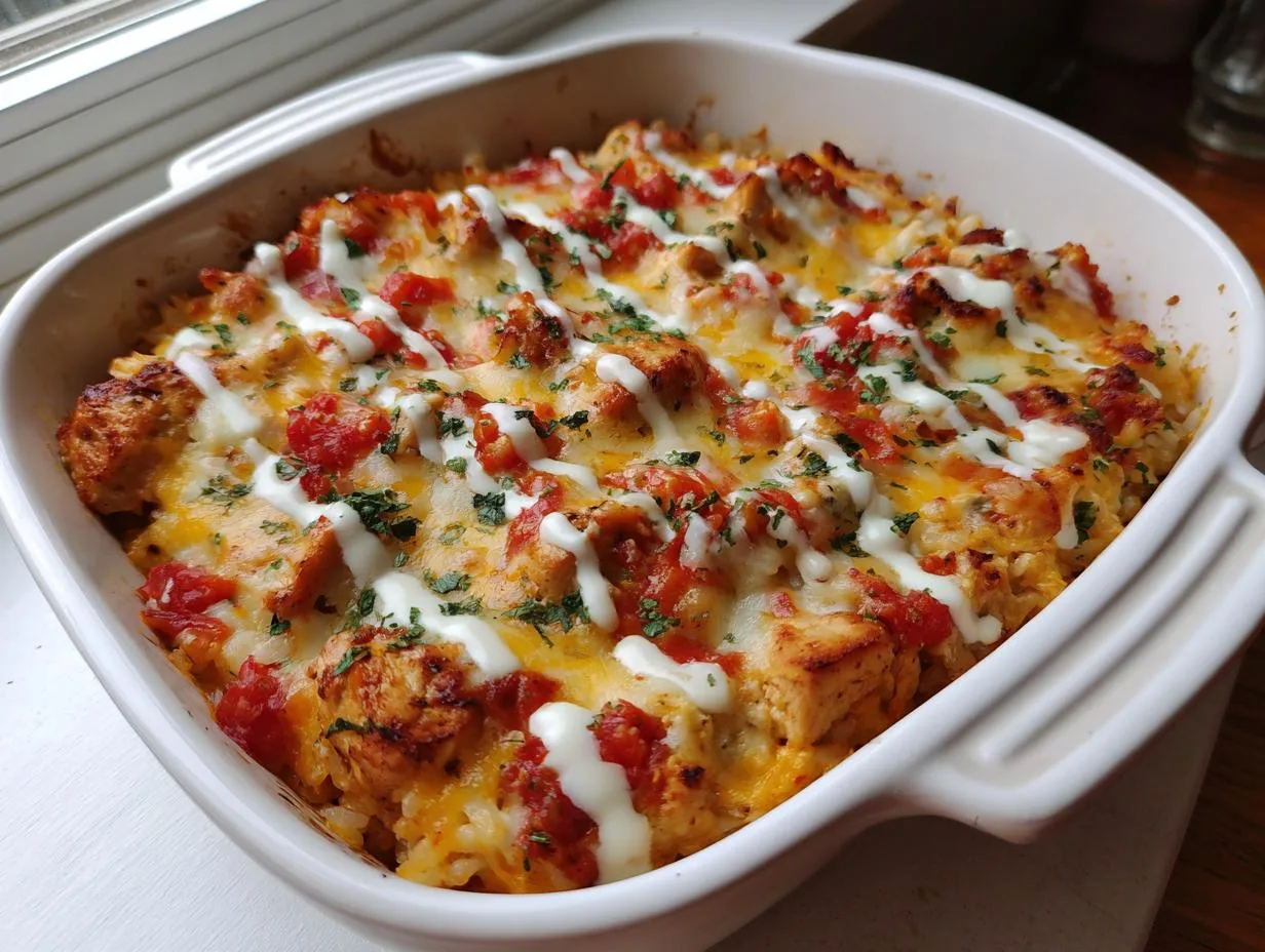 Irresistible 5-Ingredient Chicken Queso Rice Bake Recipe