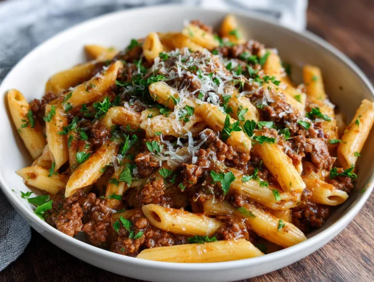 Creamy Garlic Butter Beef Pasta