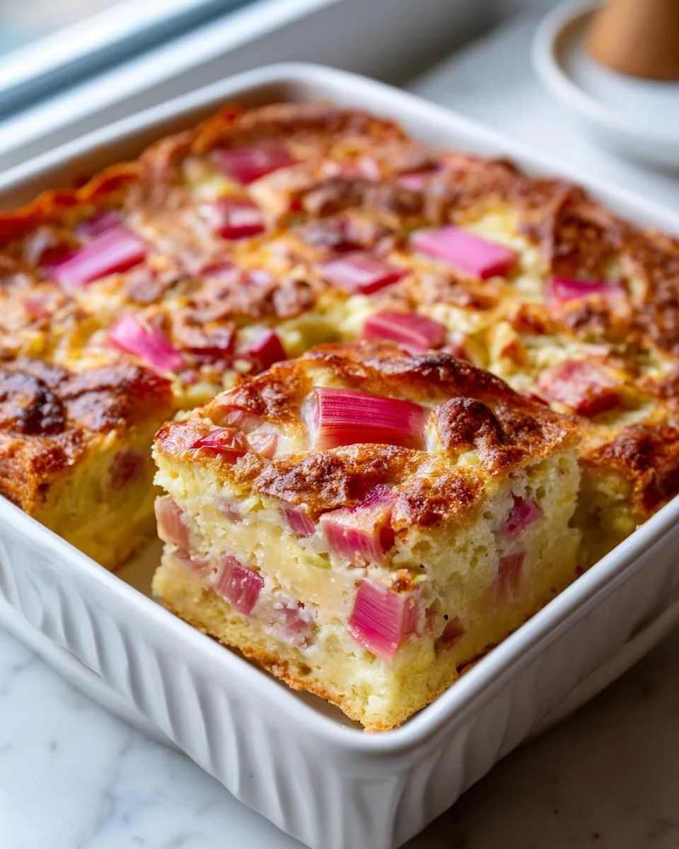 Easy Rhubarb Custard Cake Recipe - detail 1