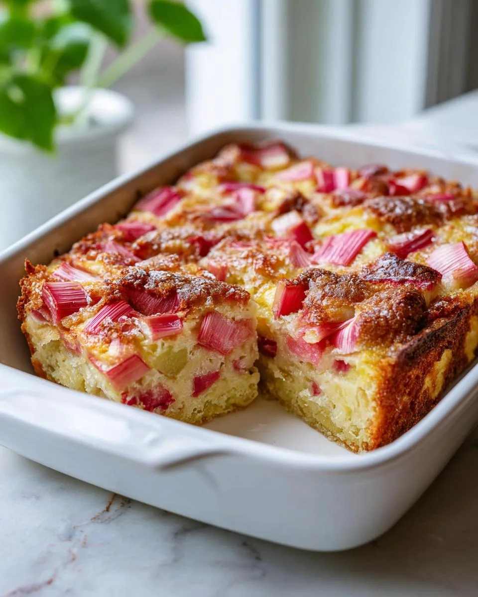 Easy Rhubarb Custard Cake Recipe - detail 2