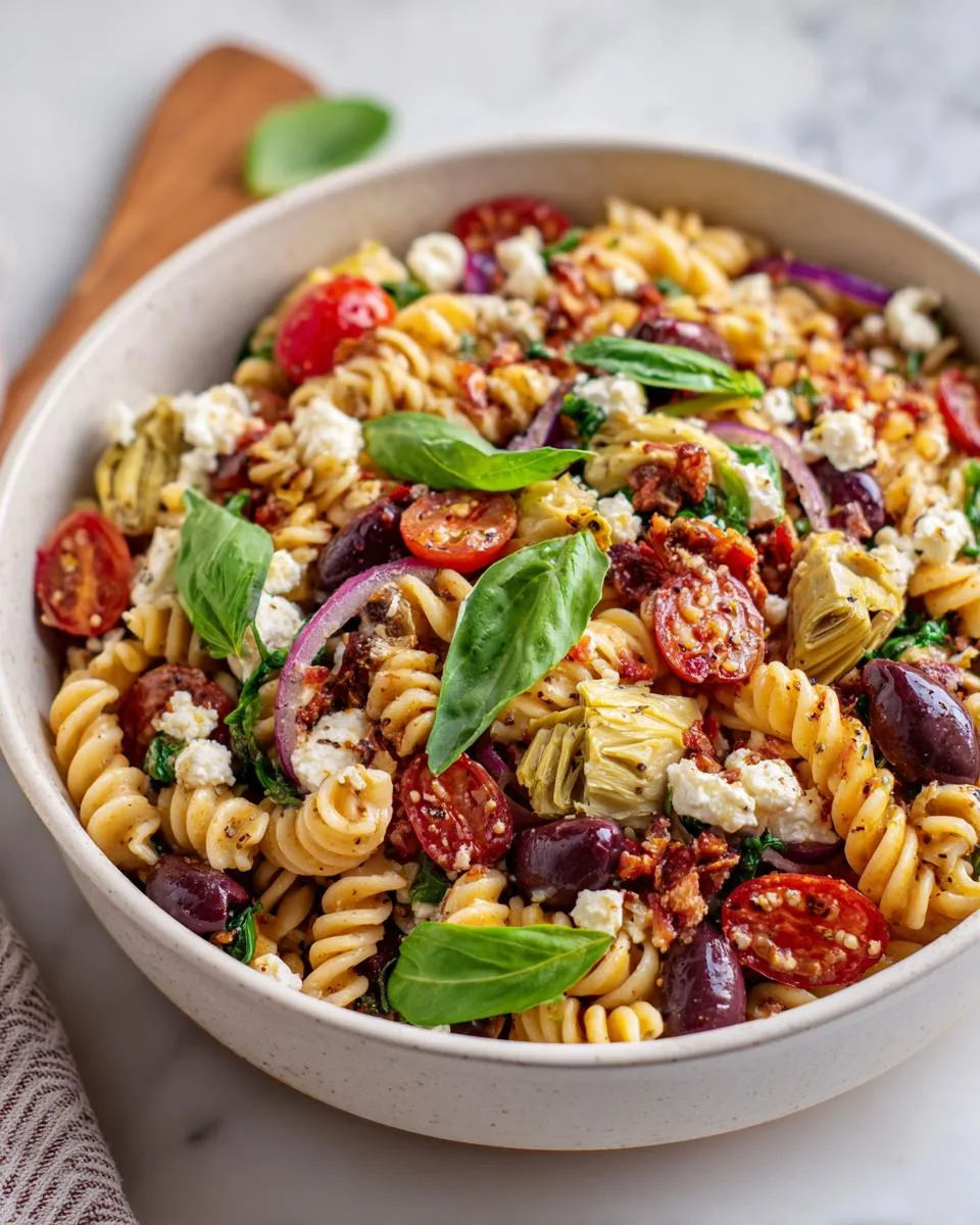 Greek Artichoke Pasta Salad Bowl - detail 4