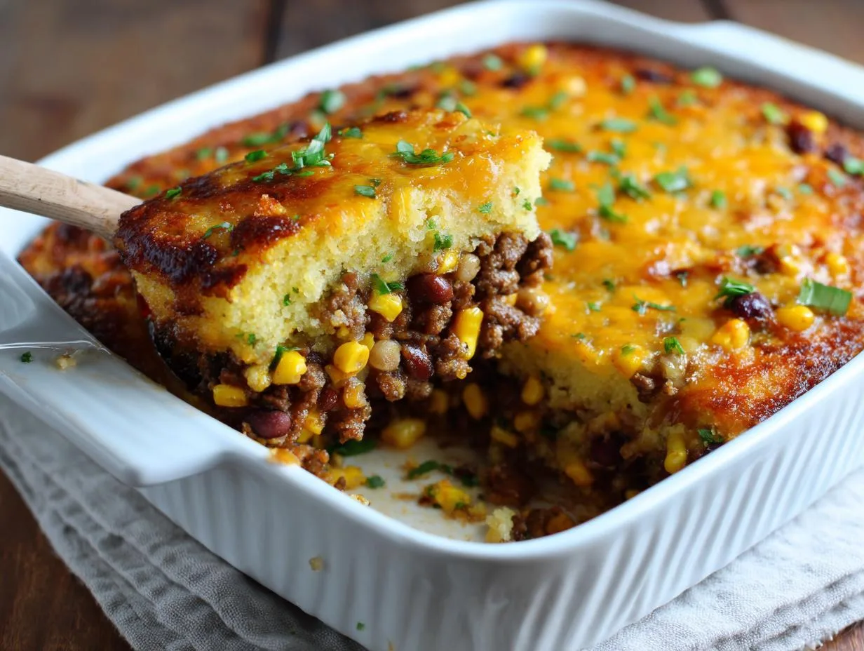 Savory Ground Beef Cornbread Casserole Recipe in 45 Minutes
