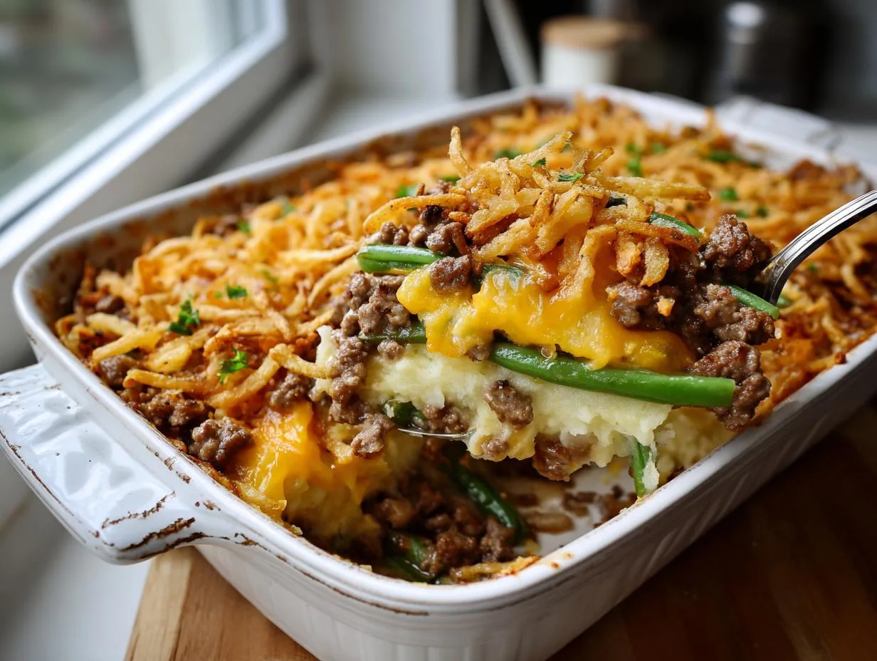 Hearty Hamburger Green Bean Casserole in 45 Minutes