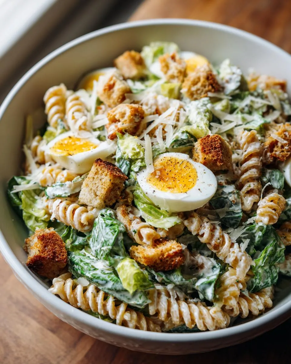 Healthy Creamy Caesar Pasta Salad - detail 3